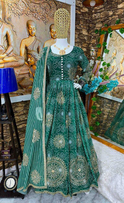 Faux Georgette Kesh147 194 Gowns  Embroidery Printed Anarkali Long Georgette Gowns