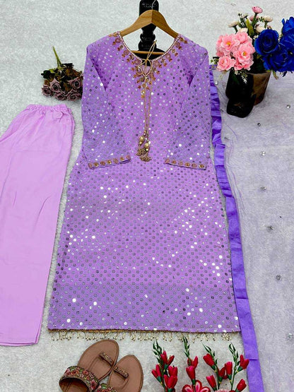 Faux Georgette Kesh147 205 Suits & Dresses Islamic Clothing  Embroidered Ladies Pakistani Georgette Suits