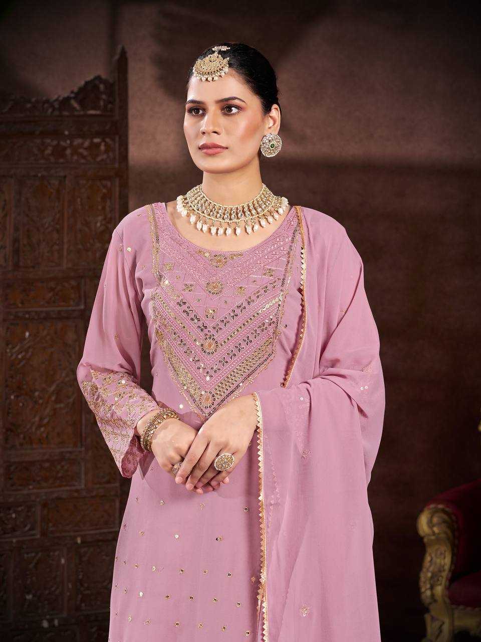 Faux Georgette Kesh147 210 Suits & Dresses  Embroidered Palazzo Georgette Party Wear Suits