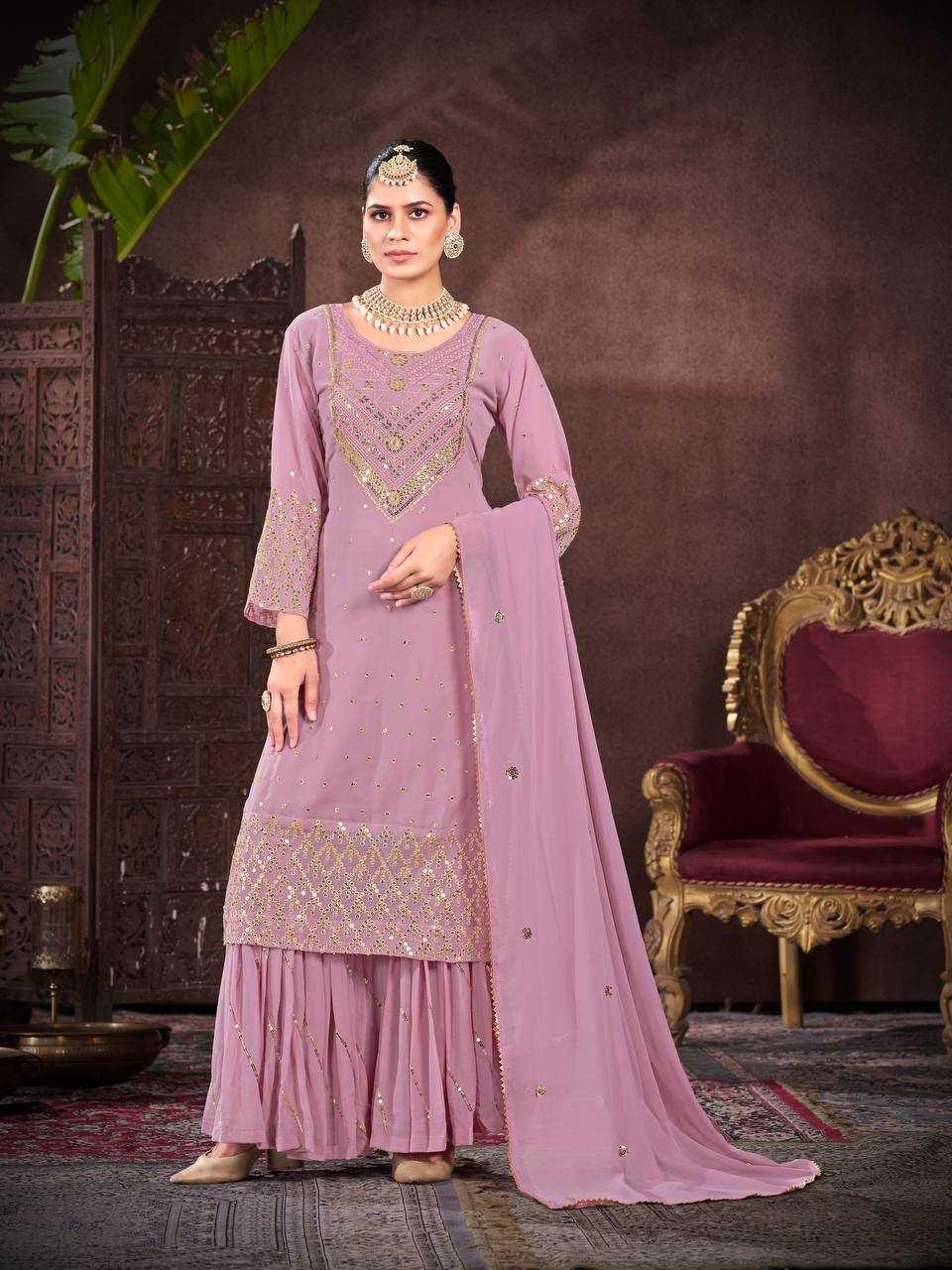 Faux Georgette Kesh147 210 Suits & Dresses  Embroidered Palazzo Georgette Party Wear Suits