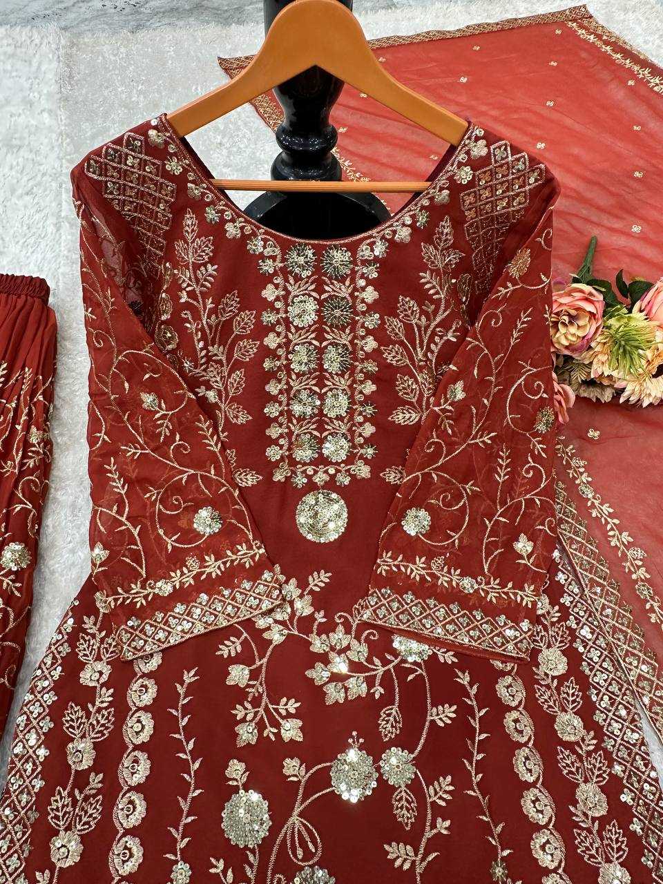 Faux Georgette Kesh147 226 Suits & Dresses Islamic Clothing   Pakistani Embroidery Georgette Wedding Suits