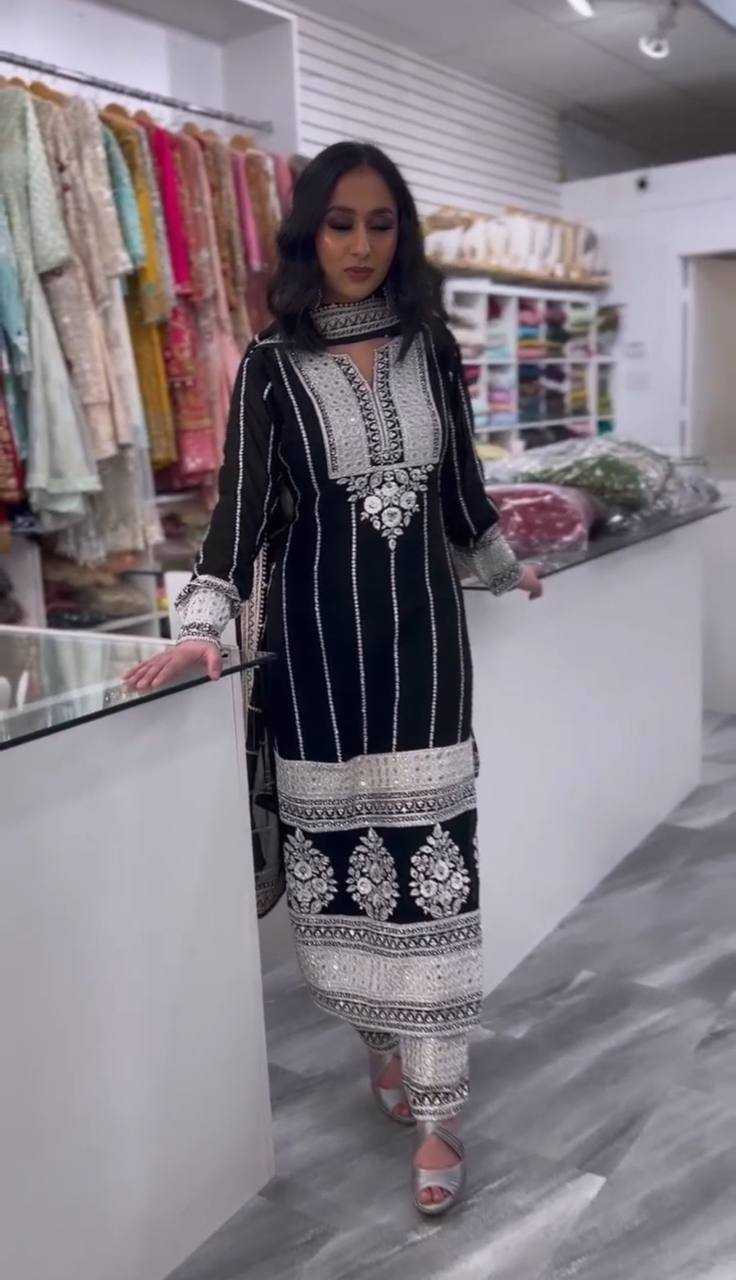 Faux Georgette Kesh148 033 Suits & Dresses Islamic Clothing  Embroidery Pakistani Georgette Party Wear Suits