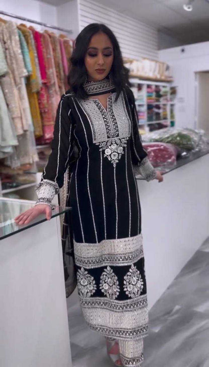 Faux Georgette Kesh148 033 Suits & Dresses Islamic Clothing  Embroidery Pakistani Georgette Party Wear Suits