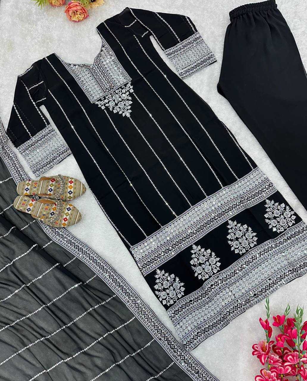 Faux Georgette Kesh148 033 Suits & Dresses Islamic Clothing  Embroidery Pakistani Georgette Party Wear Suits