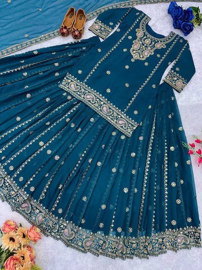 Faux Georgette Kesh148 037 Lehengas  Embroidery Traditional Lehengas