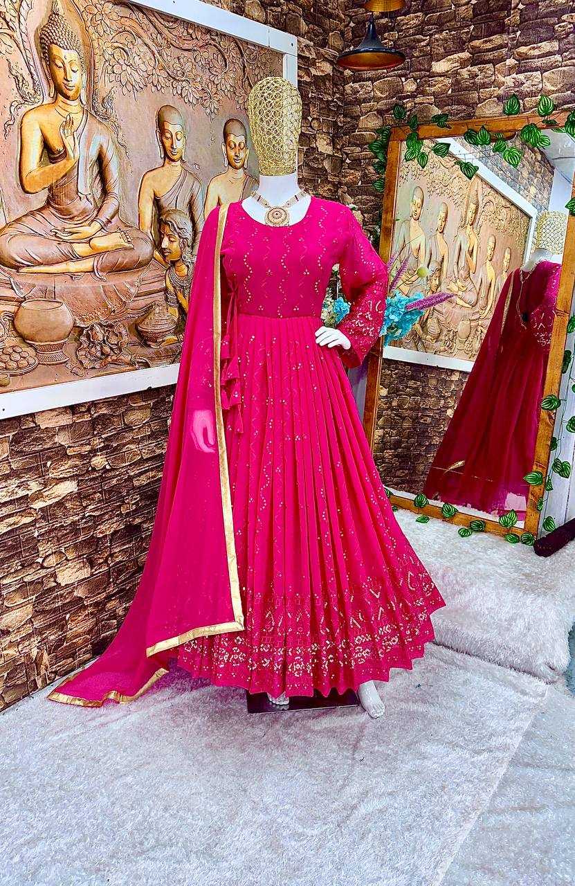 Faux Georgette Kesh148 039 Gowns  Embroidery Anarkali Long Georgette Diwali Collections Gowns