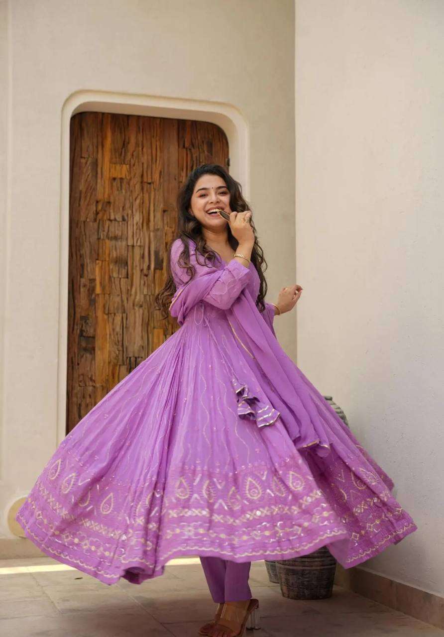 Faux Georgette Kesh148 039 Gowns  Embroidery Anarkali Long Georgette Diwali Collections Gowns