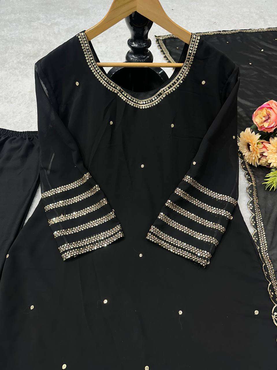 Faux Georgette Kesh148 040 Suits & Dresses Islamic Clothing  Pakistani Embroidery Georgette Party Wear Suits