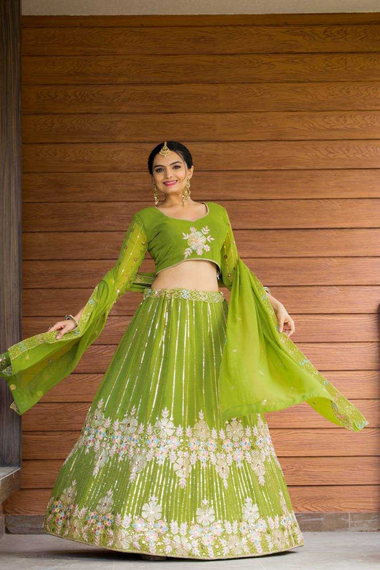 Faux Georgette Kesh156 1108 Lehengas  Fancy Traditional Embroidered Lehengas