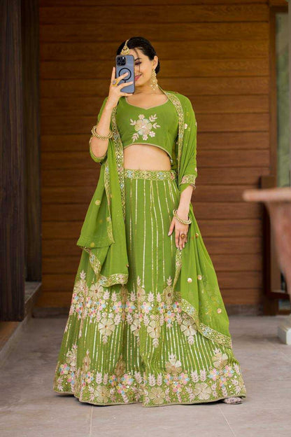 Faux Georgette Kesh156 1108 Lehengas  Fancy Traditional Embroidered Lehengas