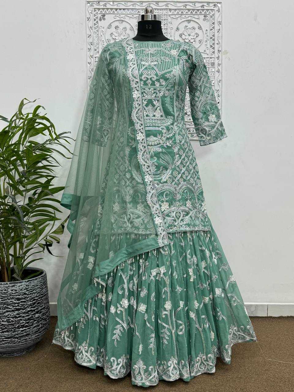 Faux Georgette Kesh157 1626 Suits & Dresses  Sharara Salwar Embroidery Georgette Wedding Suits