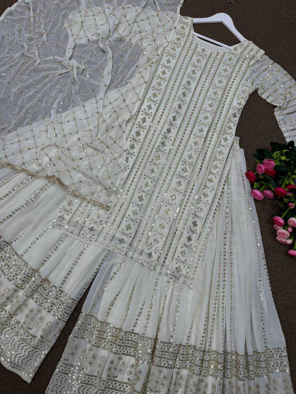 Faux Georgette Kesh157 1643 Suits & Dresses  Sharara Salwar Embroidery Georgette Wedding Suits