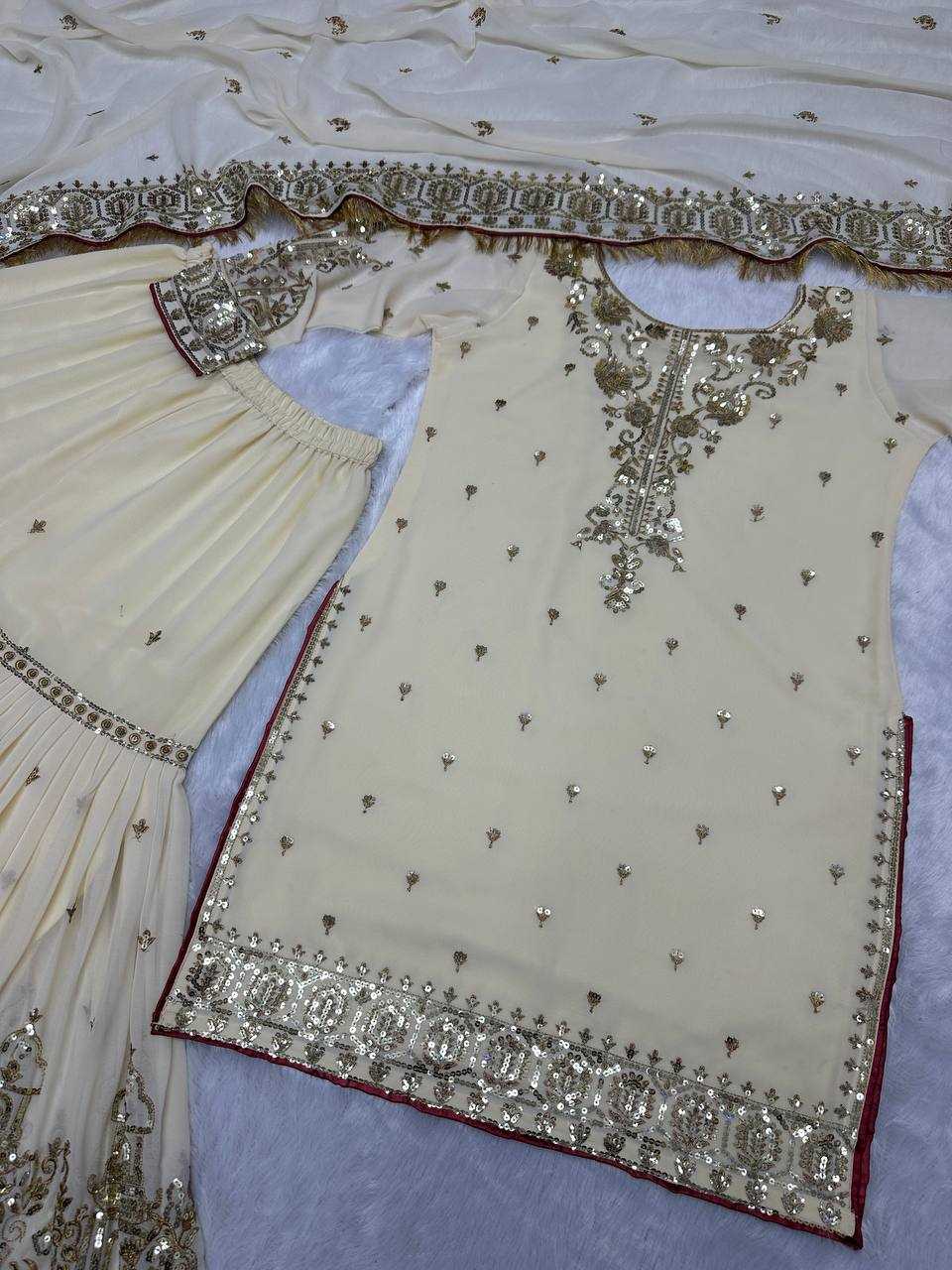 Faux Georgette Kesh157 1644 Suits & Dresses  Sharara Salwar Embroidery Georgette Wedding Suits