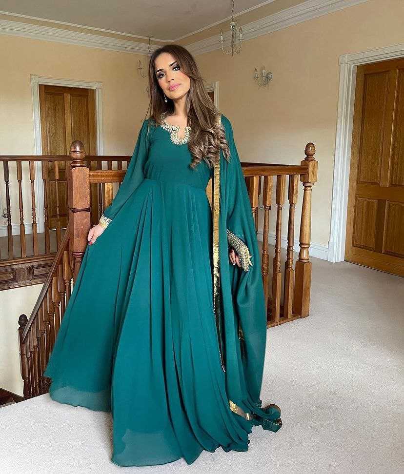 Faux Georgette Kesh158 10094 Gowns  Embroidery Anarkali Party Long Georgette Gowns