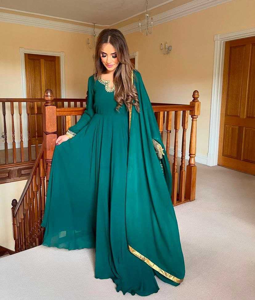 Faux Georgette Kesh158 10094 Gowns  Embroidery Anarkali Party Long Georgette Gowns