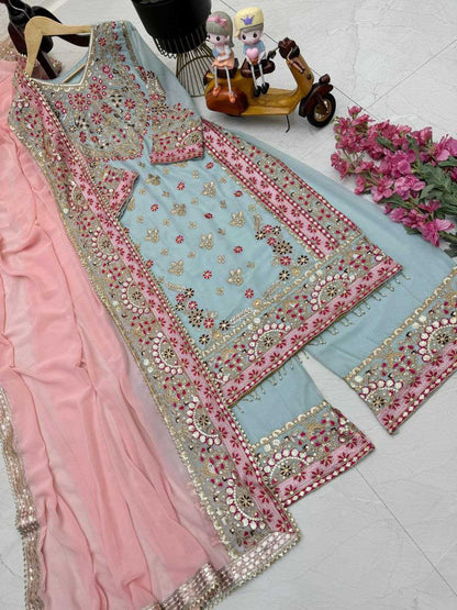 Faux Georgette Kesh158 10099 Suits & Dresses Islamic Clothing  Sharara Salwar Pakistani Embroidery Georgette Wedding Suits