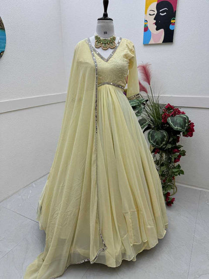 Faux Georgette Kesh158 5039 Gowns  Embroidery Anarkali Party Long Georgette Diwali Collections Gowns