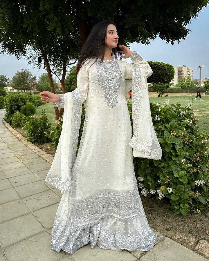 Faux Georgette Kesh158 5041 Suits & Dresses Islamic Clothing  Embroidery Sharara Salwar Pakistani Georgette Wedding Suits