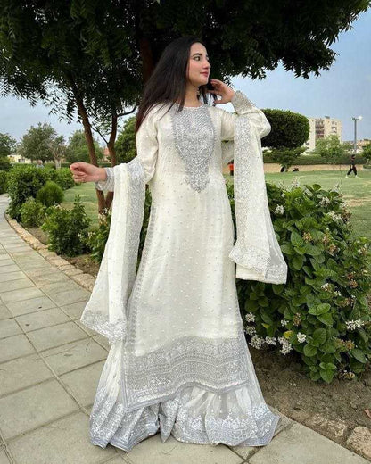 Faux Georgette Kesh158 5041 Suits & Dresses Islamic Clothing  Embroidery Sharara Salwar Pakistani Georgette Wedding Suits