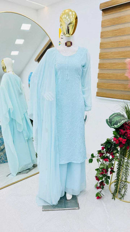 Faux Georgette Kesh158 5042 Suits & Dresses Islamic Clothing  Embroidery Sharara Salwar Ladies Pakistani Georgette Suits