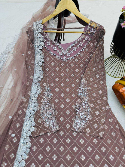 Faux Georgette Kesh158 9281 Suits & Dresses  Sharara Salwar Embroidery Georgette Wedding Diwali Collections Suits