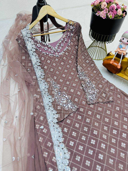 Faux Georgette Kesh158 9281 Suits & Dresses  Sharara Salwar Embroidery Georgette Wedding Diwali Collections Suits