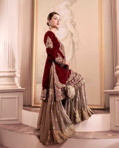 Faux Georgette Kesh158 9284 Suits & Dresses Islamic Clothing  Pakistani Embroidery Palazzo Georgette Wedding Suits