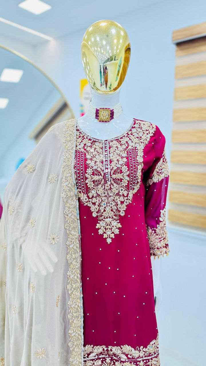 Faux Georgette Kesh158 9284 Suits & Dresses Islamic Clothing  Pakistani Embroidery Palazzo Georgette Wedding Suits