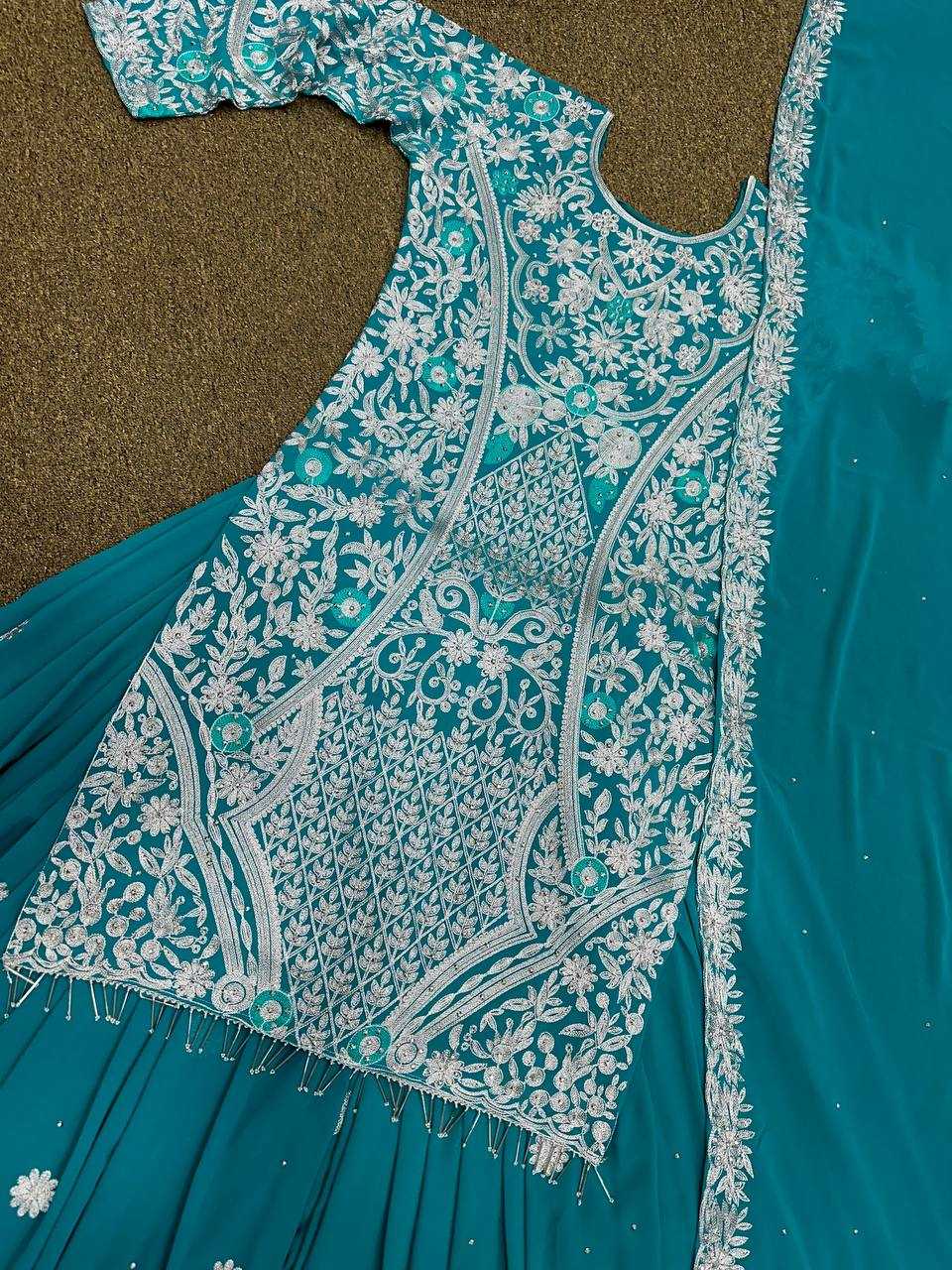 Faux Georgette Kesh159 1253 Suits & Dresses  Sharara Salwar Embroidery Georgette Wedding Suits