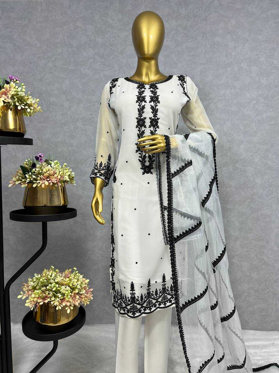 Faux Georgette Kesh159 1285 Suits & Dresses Islamic Clothing  Ladies Pakistani Embroidery Georgette Suits