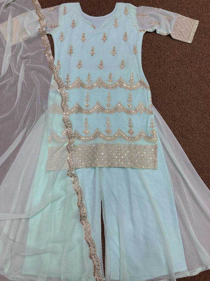 Faux Georgette Kesh159 1286 Suits & Dresses  Ladies Sharara Salwar Embroidery Georgette Suits