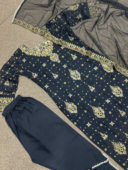 Faux Georgette Kesh159 1293 Suits & Dresses Islamic Clothing  Ladies Pakistani Embroidery Georgette Suits