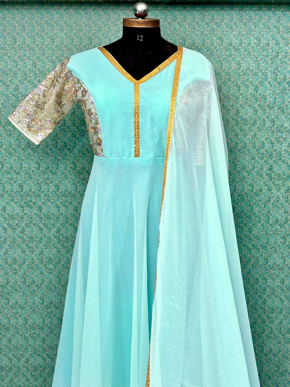 Faux Georgette Kesh163 26 Gowns  Embroidery Anarkali Long Georgette Gowns