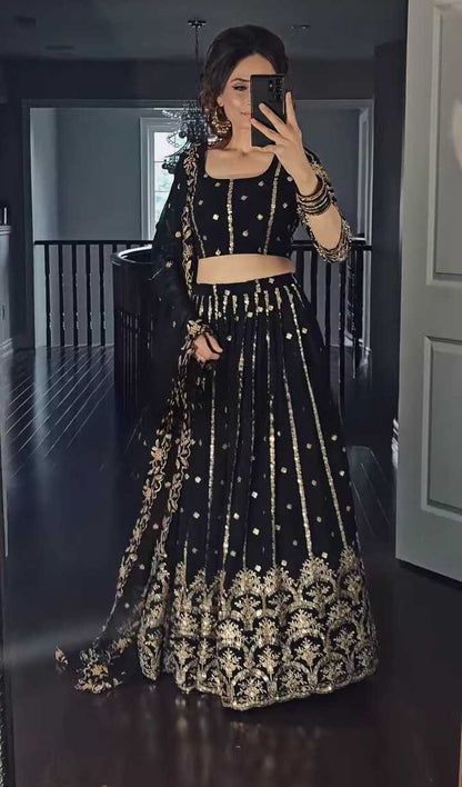 Faux Georgette Kesh164 L61 Lehengas  Desigenr Embroidered Georegtte Lehengas