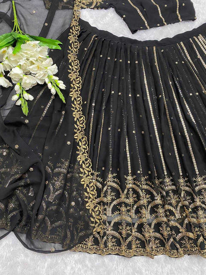 Faux Georgette Kesh164 L61 Lehengas  Desigenr Embroidered Georegtte Lehengas