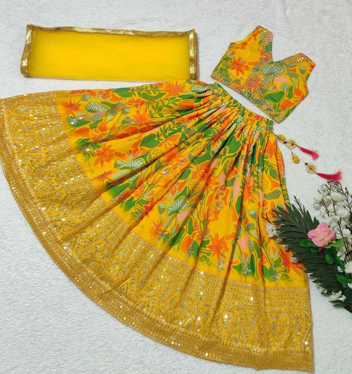 Faux Georgette Kesh168 Mnt02 Kids Wear  Kids Lehenga Kids Ethnic Wear Kids Traditional Outfits Kids Lehenga Choli Kids Festive Wear Kids Wedding Outfits