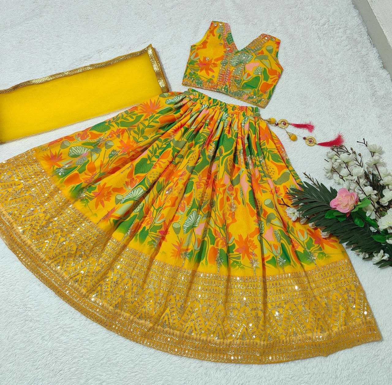 Faux Georgette Kesh168 Mnt02 Kids Wear  Kids Lehenga Kids Ethnic Wear Kids Traditional Outfits Kids Lehenga Choli Kids Festive Wear Kids Wedding Outfits