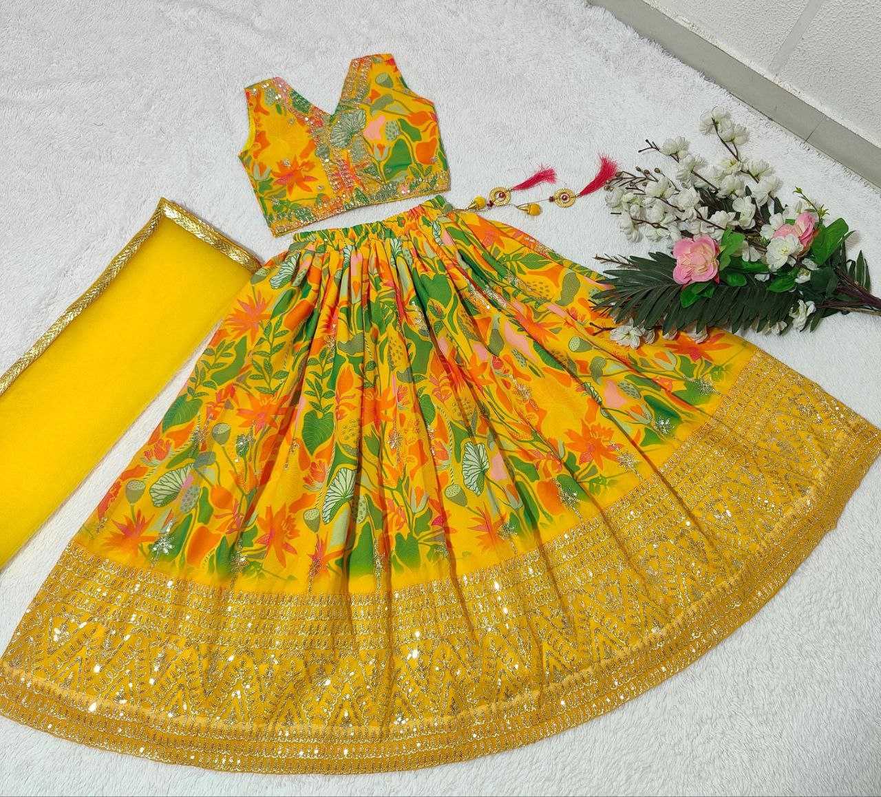 Faux Georgette Kesh168 Mnt02 Kids Wear  Kids Lehenga Kids Ethnic Wear Kids Traditional Outfits Kids Lehenga Choli Kids Festive Wear Kids Wedding Outfits