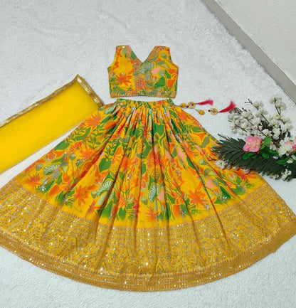 Faux Georgette Kesh168 Mnt02 Kids Wear  Kids Lehenga Kids Ethnic Wear Kids Traditional Outfits Kids Lehenga Choli Kids Festive Wear Kids Wedding Outfits