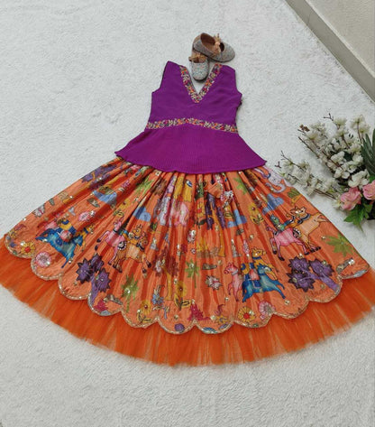 Faux Georgette Kesh168 Mnt08 Kids Wear  Kids Lehenga Kids Ethnic Wear Kids Traditional Outfits Kids Festive Wear Kids Diwali Clothes