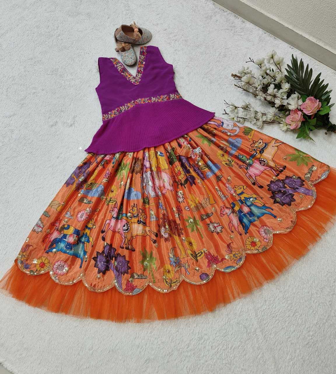 Faux Georgette Kesh168 Mnt08 Kids Wear  Kids Lehenga Kids Ethnic Wear Kids Traditional Outfits Kids Festive Wear Kids Diwali Clothes