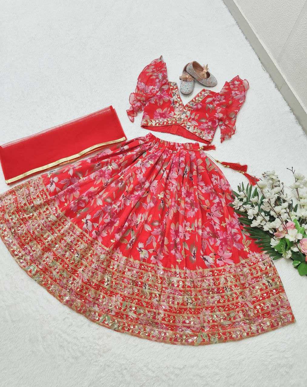 Faux Georgette Kesh168 Mnt10 Kids Wear  Kids Lehenga Kids Ethnic Wear Kids Traditional Outfits Kids Lehenga Choli Kids Weddings Outfits Kids Diwali Clothes