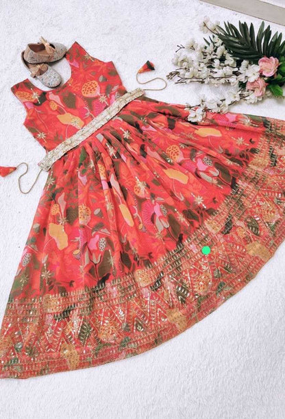 Faux Georgette Kesh168 Mnt15 Kids Wear  Kids Gowns Kids Traditional Outfits Kids Ethnic Gowns Kids Festive Wear Kids Diwali Clothes Kids Raksha Bandhan Outfits