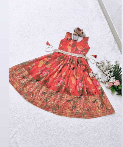 Faux Georgette Kesh168 Mnt15 Kids Wear  Kids Gowns Kids Traditional Outfits Kids Ethnic Gowns Kids Festive Wear Kids Diwali Clothes Kids Raksha Bandhan Outfits