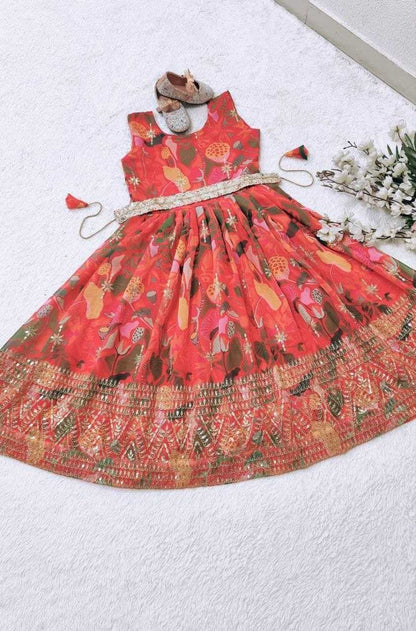 Faux Georgette Kesh168 Mnt15 Kids Wear  Kids Gowns Kids Traditional Outfits Kids Ethnic Gowns Kids Festive Wear Kids Diwali Clothes Kids Raksha Bandhan Outfits