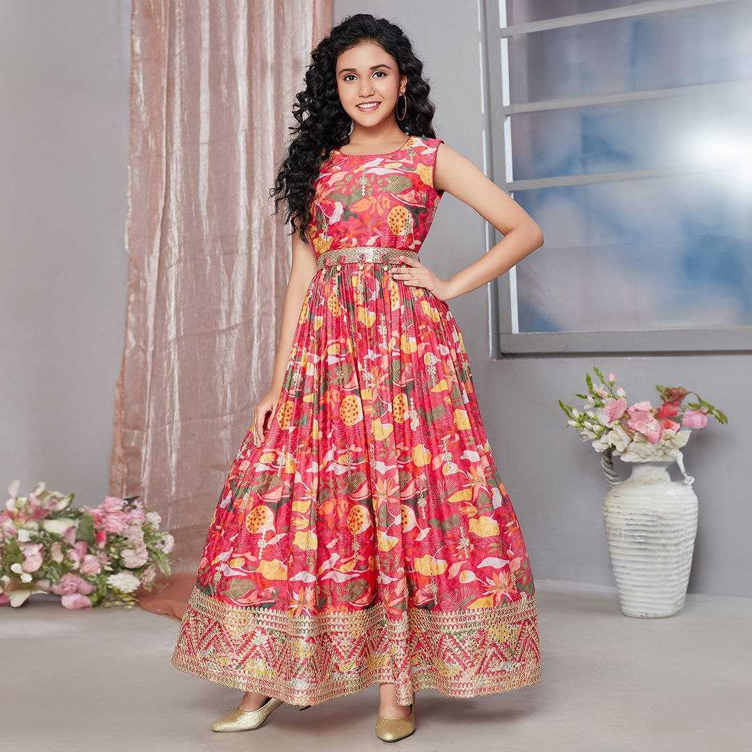 Faux Georgette Kesh168 Mnt15 Kids Wear  Kids Gowns Kids Traditional Outfits Kids Ethnic Gowns Kids Festive Wear Kids Diwali Clothes Kids Raksha Bandhan Outfits