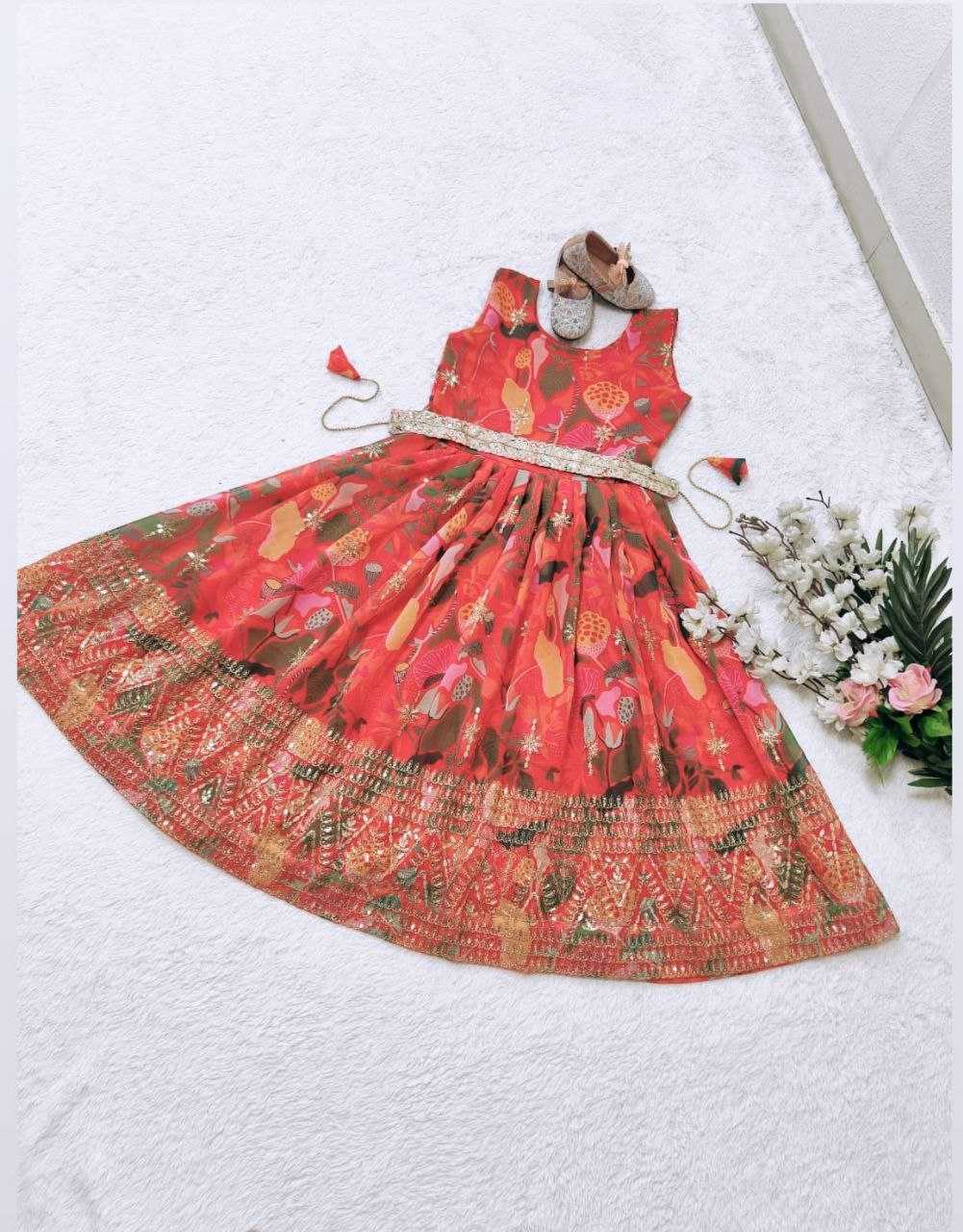 Faux Georgette Kesh168 Mnt15 Kids Wear  Kids Gowns Kids Traditional Outfits Kids Ethnic Gowns Kids Festive Wear Kids Diwali Clothes Kids Raksha Bandhan Outfits