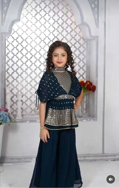 Faux Georgette Kesh168 Mnt23 Kids Wear  Kids Sharara Kids Ethnic Wear Kids Festive Wear Kids Weddings Outfits Kids Diwali Clothes Kids Raksha Bandhan