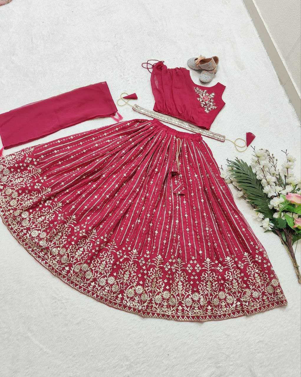 Faux Georgette Kesh168 Mnt27 Kids Weae   Kids Lehenga Kids Ethnic Wear Kids Traditional Outfits Kids Festive Wear Kids Wedding Outfits