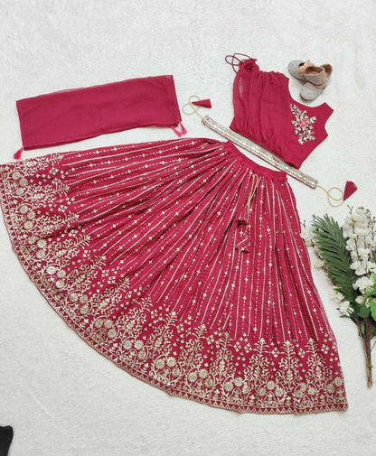 Faux Georgette Kesh168 Mnt27 Kids Weae   Kids Lehenga Kids Ethnic Wear Kids Traditional Outfits Kids Festive Wear Kids Wedding Outfits